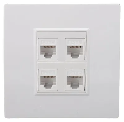 Cat 6 Ethernet-Wandplatte, 4-Port, Keystone, weiß