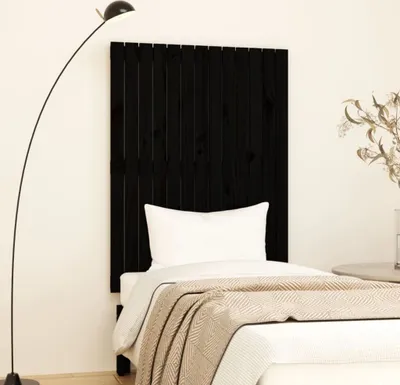 Produktbild von vidaXL Wand Kopfteil Schwarz 82,5x3x110 cm Massivholz Kiefer - Wand-Kopfteil - Wand-Kopfteile - Kopfteil - Bett-Kopfteil