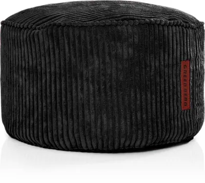 Produktbild von Green Bean® Indoor Sitzhocker Pouf 45x25cm EPS-Perlen Füllung & Cordstoff Kuschelig Weich Waschbar - Drinnen Bodenkissen Liegekissen Sitzkissen Sitzhocker Relax-Sessel Kinder Erwachsene Stoff Schwarz