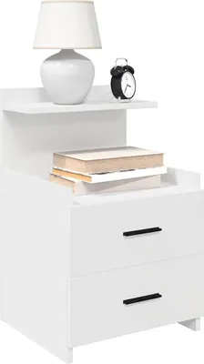 Obrázok produktu pre Maison Exclusive - Nočné stolíky 2 ks s 2 zásuvkami Biela 40x36,5x62 cm