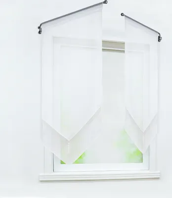 Produktbild von Joyswahl Scheibengardinen Doppelschicht Bistrogardine küchengardinen modern Voile Kurzstores Halbtransparent Tunnelzug BxH 40x90 cm Weiß 1 Stück