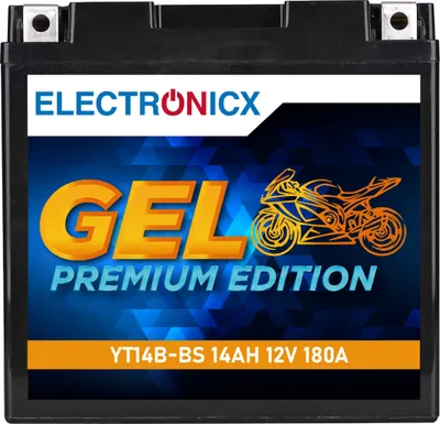 Immagine prodotto di Batteria per moto Electronicx GEL 12 V 14 Ah 51422 YT14B-4 GT14B-4 YT14B-BS GEL12-14B-4 51201 - Senza manutenzione e ad alte prestazioni ▶ Batteria premium 12 V senza manutenzione  Spedizione in Germania