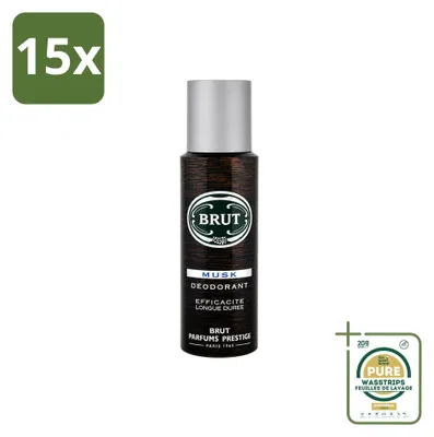 Image de 15 sprays déodorants Brut Musk - 200 ml - Pack économique - 15 pièces