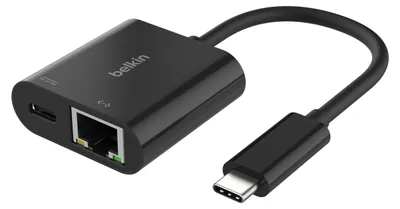 Productafbeelding van Belkin Connect USB-C Ethernet Adapter 100W PD, zwart. INC019btBK