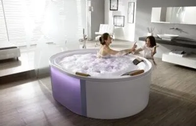 Produktbild von Hoesch Ergo+ Freistehende Ovalbadewanne 2000 x 1600 mm weiß/verchromt mit Außenverkleidung schwarz - 6442.010305552