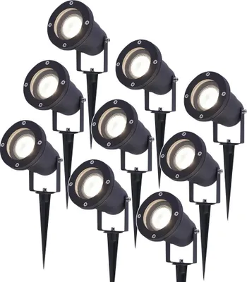 Produktbild von hoftronic LED Gartenstrahler 4W 345lm 4000K GU10 Schwarz IP65 9er Set
