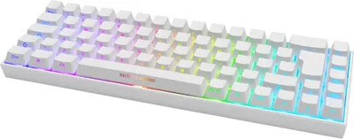 A white Deltaco Gaming WK95R wireless keyboard with RGB lighting.