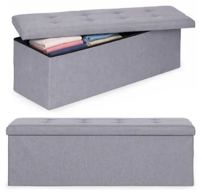 Immagine prodotto di ModernHome TH-PO-6-4 Pouf imbottito con vano portaoggetti 111 x 38 cm, grigio chiaro