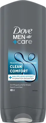 Productafbeelding van Dove Men+Care Clean Comfort Gel, douchegel, 400 ml, voor volwassenen, mannen, voor lichaam en gezicht, geschikt voor alle huidtypes