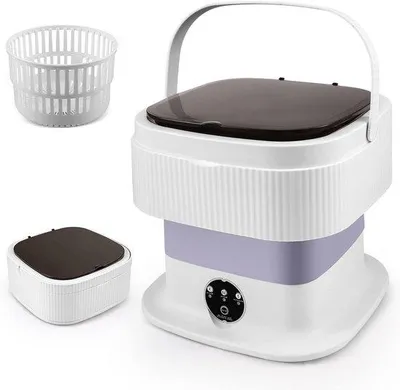 Obrázek produktu pro Mini pračka - Malá pračka - Cestování a kempování - Skládací design - Objem 11 litrů - Mini fialová