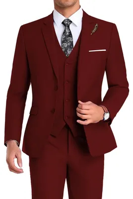 Produktbild von Mrbuerly High-End Suits Herren Classic Anzug, Burgunder, M