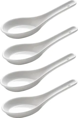 Produktbild von White Basics - ACCESSOIRES Asia tiefe Suppen-Löffel Porzellan-Löffel Soup Löffel 4er-Set