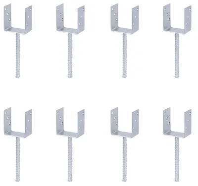 Produktbild von Alberts 8 x U-Pfostenträger mit Riffelstahl-Betonanker, 91x104 mm, Betonanker 200 mm, feuerverzinkt, zum Einbetonieren