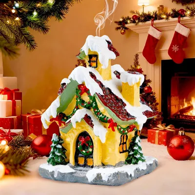 Immagine prodotto di Casetta natalizia in resina, 15 x 10 x 10 cm, decorazione natalizia per la tavola