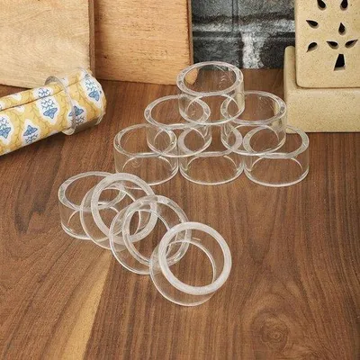 Zdjęcie produktu dla Elegancki zestaw 12 przezroczystych pierścieni na serwetki
