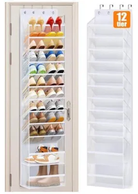 Obrázok produktu pre Nástenná obuvnica s 12 priehradkami, biela, pre 24 párov topánok, šírka 42 cm