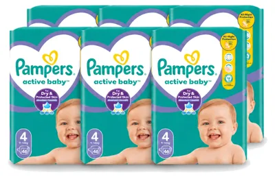 Immagine prodotto di 6 pannolini Pampers Active Baby, taglia 4, 9–14 kg - confezione - 6 pezzi