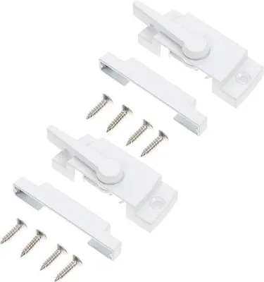 Productafbeelding van Metalen Raamgrendels - Schuifraam Sloten - Huis Beveiligen - Eenvoudige Installatie - 2 Sets - Wit