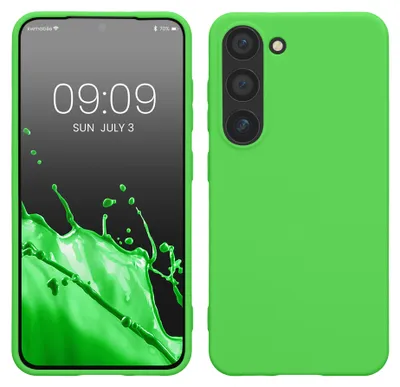 Produktbild von kwmobile Hülle für Samsung Galaxy S23 TPU Case - Handyhülle unterstützt kabelloses Laden, flexible Schutzhülle, gummiertes Cover in Limettengrün