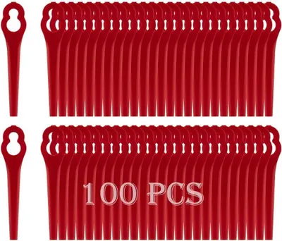 Produktbild von 100 Stück Ersatzmesser-Set Kompatibel mit Rasentrimmer Zubehör FRT18A FRT18A1 Kunst 46155 FRT20A1,Einhell BG-CT 18 Li, RG-CT 18 Li, GE-CT 18 Li, GC-RT 18 Li Rasenmähermesser