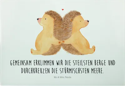 Produktbild von Mr. & Mrs. Panda Vesperplatte Igel händchenhaltend - Weiß - Geschenk, vesperbrett, Freundin, Schneidebrett, schneidbrett, Verknallt, Großes, Frühstücksbrett, Hochzeit