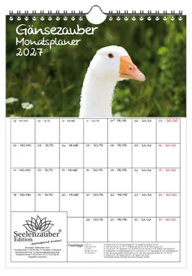 Produktbild von Gänsezauber Planer DIN A4 Kalender für 2027 Gänse - Seelenzauber