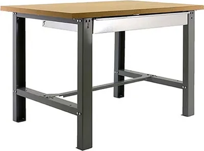 Produktbild von PROREGAL Werkbank BUFFALO WOOD mit Schublade | HxBxT 87x120x75cm | Traglast 600kg | Grau