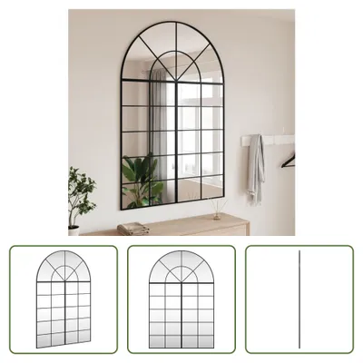 Zdjęcie produktu dla The Living Store Lustro ścienne czarne 100x150 cm Zakrzywione żelazo