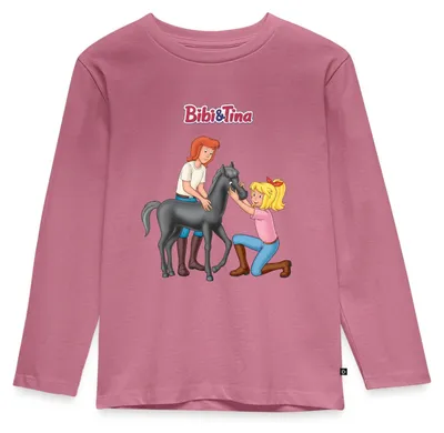 Produktbild von Spreadshirt Bibi Und Tina Kuscheln Mit Süßem Fohlen Felix Kinder Premium Langarmshirt, 110/116 (4 Jahre), Mauve