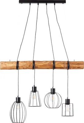 Produktbild von Hängelampe, 140 cm Höhe, E27, max. 25 W, Holz/Metall, schwarz/holz