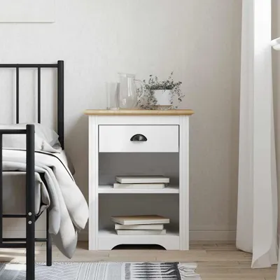 Image de vidaXL Table de nuit BODO Marron 53x38,5x67 cm Pin massif