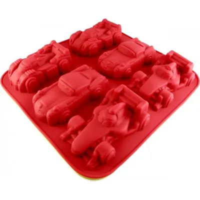 Produktbild von GKA XL Silikonbackform Rennwagen 27 cm Autos Auto Silikonform Kuchen Backen Kindergeburtstag Rennauto Silikon Backform 6 Formen Kuchenform Muffinform Muffin