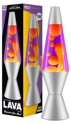 Produktbild von LAVA® - Lava Lampe 2125, gelbes Wachs, lila Flüssigkeit, silberner Sockel und De
