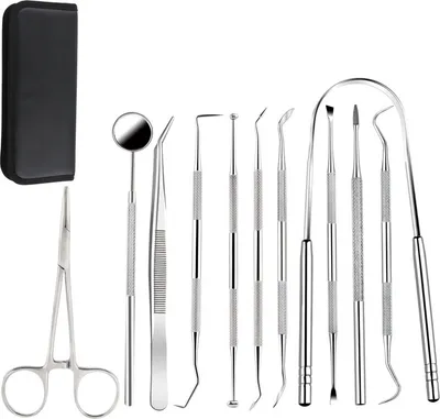 Obrázek produktu pro INF Sada nástrojů pro dentální hygienu z nerezové oceli - 11 kusů