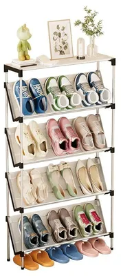 Image de Omgoods - Étagère à chaussures à 5 niveaux, en métal, noire, dimensions : 64 x 17 x 108 cm