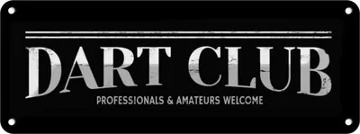 Obrázok produktu pre vianmo Kovový Nástenný nápis 27x10 cm the Dart Club Amateurs welcome