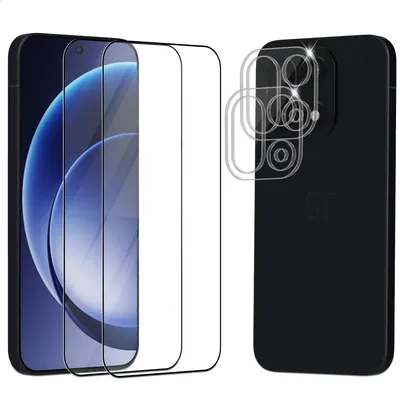 Produktbild von 2-Pack OnePlus 15 Displayschutzfolie & 2-Pack Kameraschutz - Gehärtetes Glas 9H - Super Qualität 3D