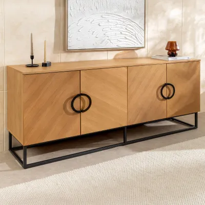 Produktbild von riess-ambiente Design Sideboard GRANDEZZA 180cm Eiche Metall schwarz Metall viel Stauraum Kommode Anrichte Schrank