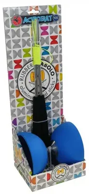 Immagine prodotto di Acrobat - Set completo: 1 diabolo in gomma blu + 2 bacchette in alluminio