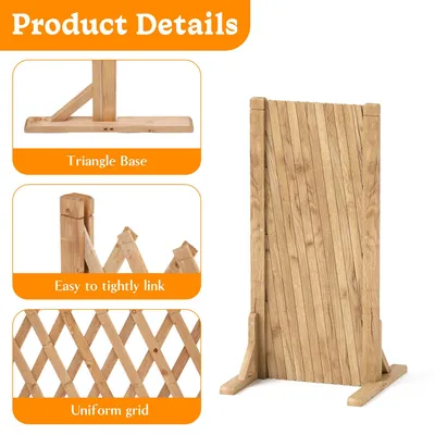 Image de Panneaux de clôture en bois extensibles, 2 pièces, réglables de 24 à 160 cm, hauteur de 70 cm, pour jardin et animaux de compagnie
