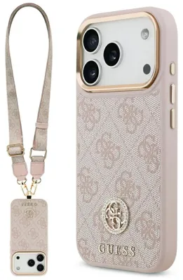 Zdjęcie produktu dla Etui Guess 4G Strass Logo Strap MagSafe do iPhone 17 Pro różowy