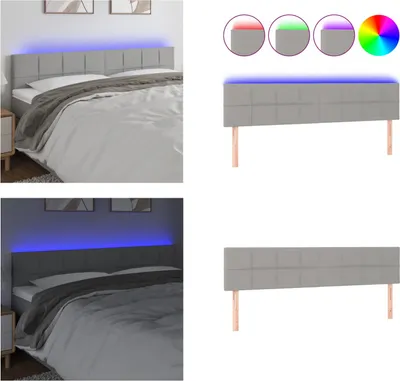 Produktbild von vidaXL LED Kopfteil Hellgrau 160x5x78/88 cm Stoff - LED Kopfteil - LED Kopfteile - Kopfteil - Bett-Kopfteil