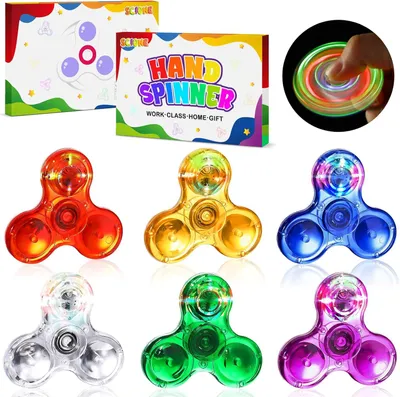 Immagine prodotto di Spinner a LED con cristalli per bambini - Set da 6 pezzi - 5,7 cm - Accessori luminosi per feste
