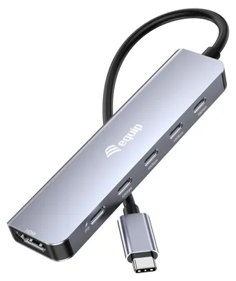 Image de Equip Adapter USB-C -> HDMI, 4xUSB-C 4K/60Hz USB3.2 Gen.2 sw