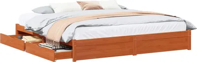 Produktbild von vidaXL Bettrahmen Mit Rad Wachsbraun 200 x 200 cm Massivholz Kiefer