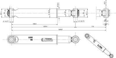 Produktbild von KNOTT Stoßdämpfer 335 mm für Anhängerachsen 750-1800 kg für PKW-Anhänger