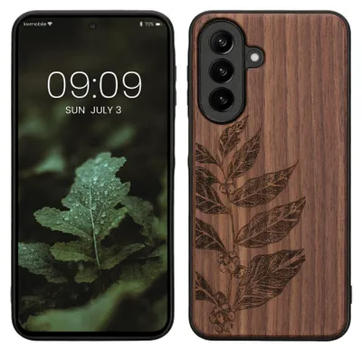 Produktbild von kwmobile Handyhülle für Samsung Galaxy A27 5G Hülle Holz - Case mit TPU Bumper - Stoßfestes Hardcase - Schutzhülle Cover in Dunkelbraun
