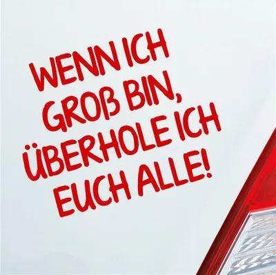 Produktbild von Auto Aufkleber Wenn ich groß bin, überhole ich euch alle! 12x9 cm Rot Sticker Heckscheibenaufkleber