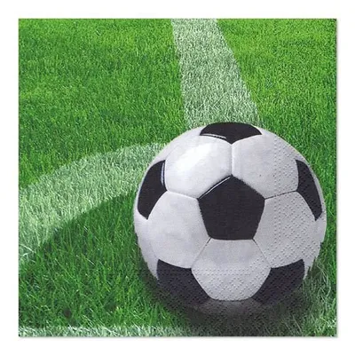 Produktbild von 600 Papstar Servietten, 3-lagig 1/4-Falz 33 cm x 33 cm Football 81730 Fußball WM EM