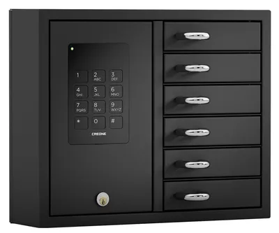 Produktbild von Elektronischer Schlüsseltresor zur separaten Aufbewahrung von Schlüsseln, für 6 Schlüssel, Erweiterungsmöglichkeit bis zu 96 Schlüssel, wahlweise mit Display und Protokollfunktion, Maße: 280 x 350 x 93 mm (H x B x T), Gewicht: 6 kg, Variante Basic Edelsta